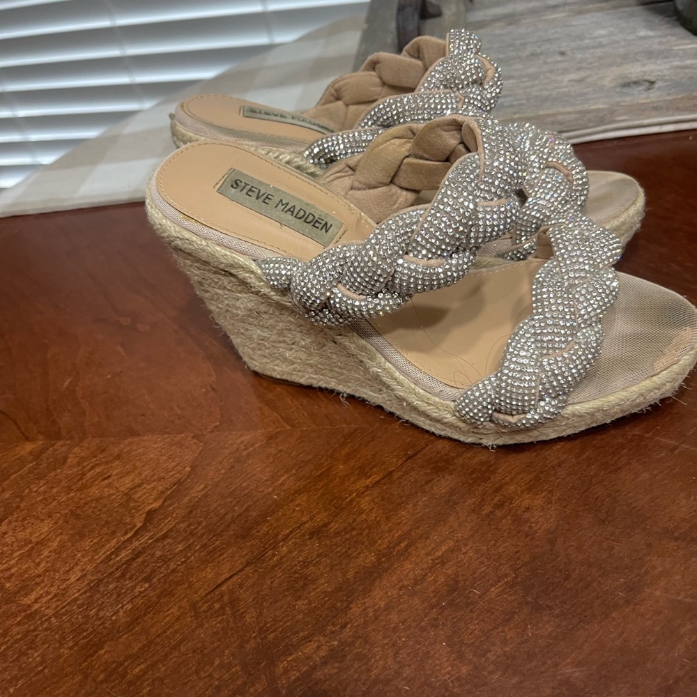 Steve Madden UZO rhinestone espadrille wedge sandals - Picture 4 of 8